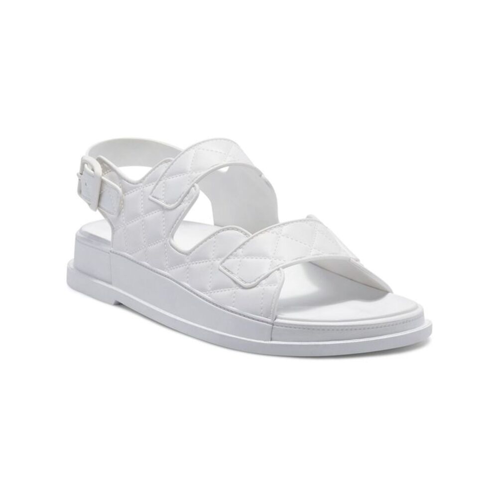 INC Womens White Adjustable Quilted Liyana Round Toe Buckle Slingback Sandal 7 M